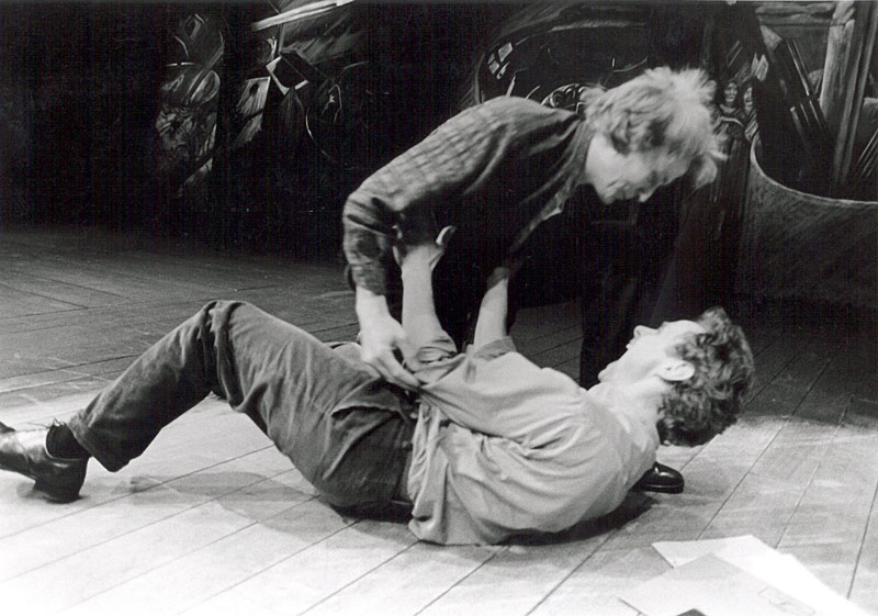 Bill Nighy and Karl Johnson in Peter Gill's National Theatre, Cottesloe, premiere of his play Mean Tears, July 1987  Photo: John Haynes