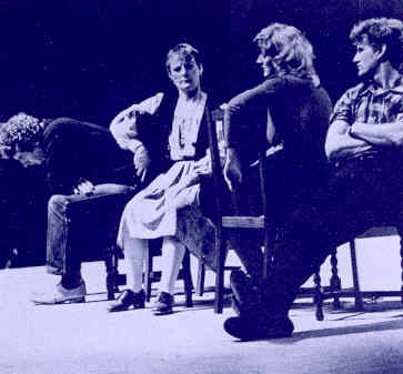 James Hazeldine, June Watson, Maggie Steed, Phillip Joseph in rehearsal, Small Change, Cottesloe, 1983