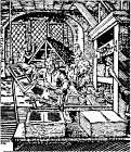 Interior of 16th-century printing shop, by Jost Amman