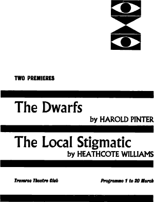 The Dwarfs (Pinter), The Local Stigmatic (Williams), Traverse programme cover