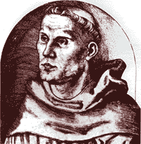 Luther as an Augustinian Friar, from an egraving by Lukas Cranach the Elder, 1520