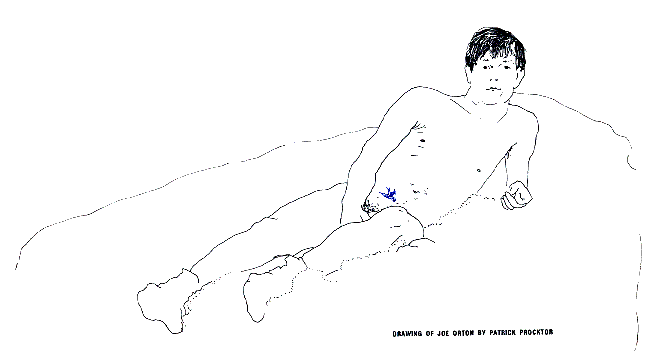Drawing of Joe Orton by Patrick Prockter