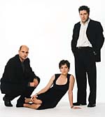 The plow men (and woman): Mark Strong, Kimberly Williams, Patrick Marber